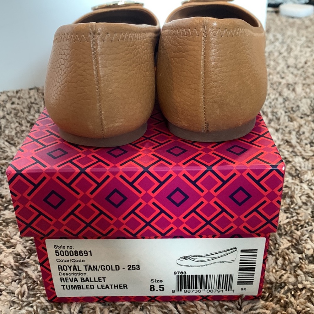 Tory Burch Reva Ballet Flats Royal Tan/Gold size 8.5 - Picture 4 of 13